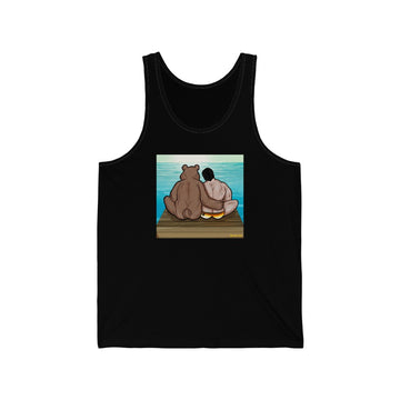 Bear Hug with Background / Unisex Jersey Tank